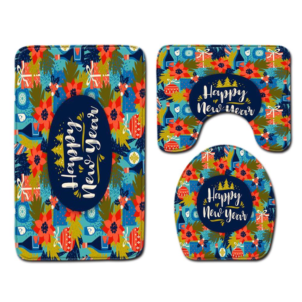 Christmas Bathroom Floor Mat Toilet Three-Piece Set