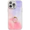 Suitable for IPhone16 Electroplated Phone Case, Apple 15promax Marble-patterned Ring Stand Cover