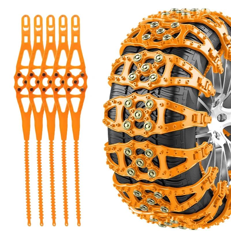 Universal Self-Tightening Snow Chains for Cars SUVs and Trucks Enhanced Traction for Ice and Snow Easy Installation