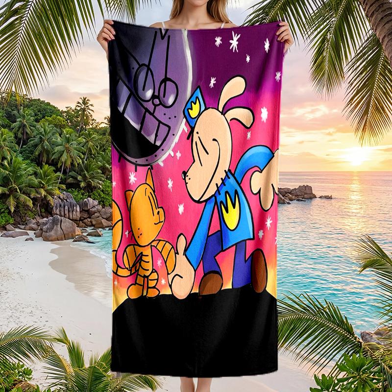 Dog Man Fashion Beach Towel: Ideal for Summer Adventures Soft, absorbent and quick drying suitable for swimming and bathing