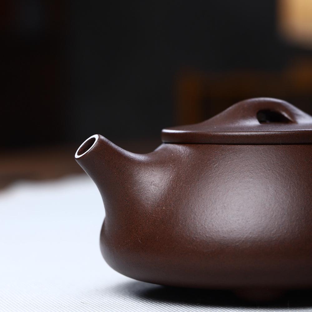 Handcrafted Zisha Stone Scoop Teapot Set - Small Capacity, Yixing Kung Fu Tea Set.