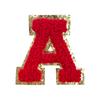 Red A-Z Chenille Embroidery Letter Patches, 5cm Self-Adhesive for DIY Clothing.