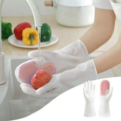All-in-One Kitchen Cleaning Gloves, Waterproof Dishwashing Gloves with Non-Slip Brush