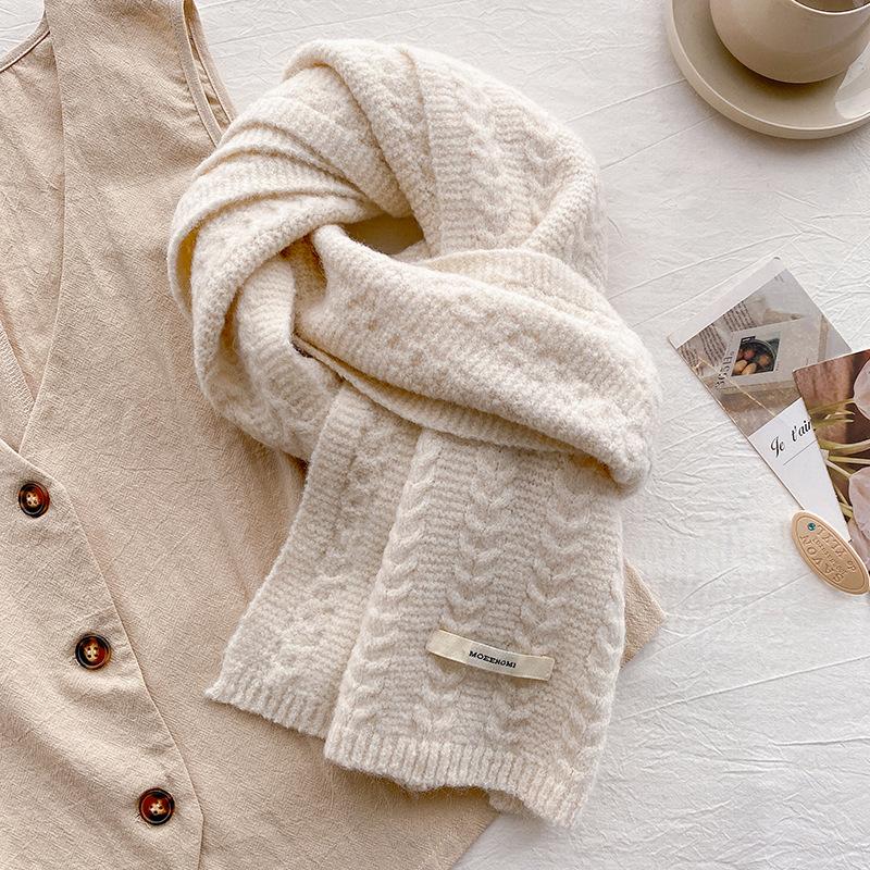 Wool knitted wool scarf winter men's and women's new high-end versatile scarf neck protection brown