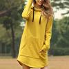 Women Autumn Dresses Casual Pocket Long Sleeve Hooded Sweatshirts Loose Oversized Pullover Hoodie Bodycon Dress Robe