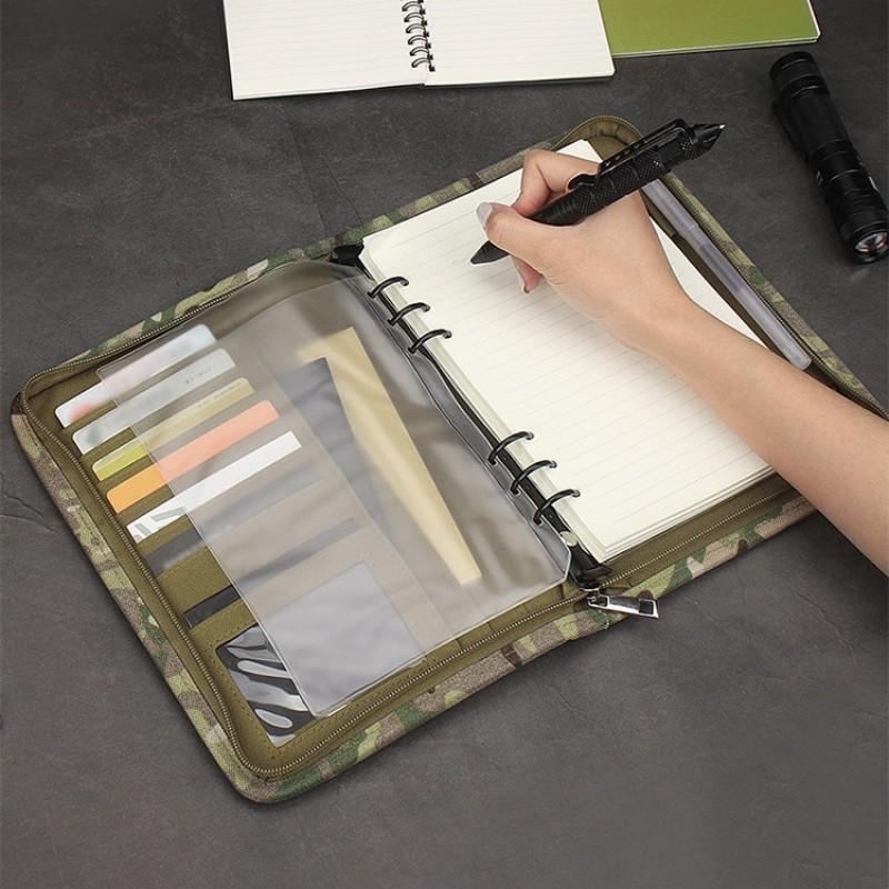 Capa de Caderno Tática Padfolio A6 com Zíper e Argolas Diário de Aventura ao Ar Livre e Viagem