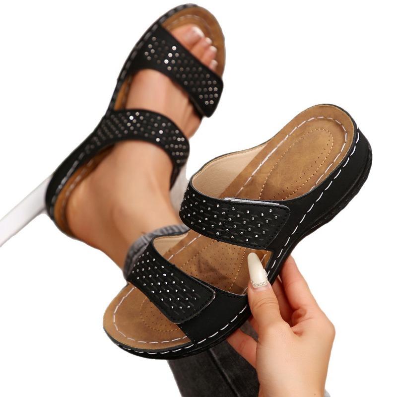 New Women's Shoes for Summer: Hollowed-out Sandals with Wedge Heels and Oversized Slippers