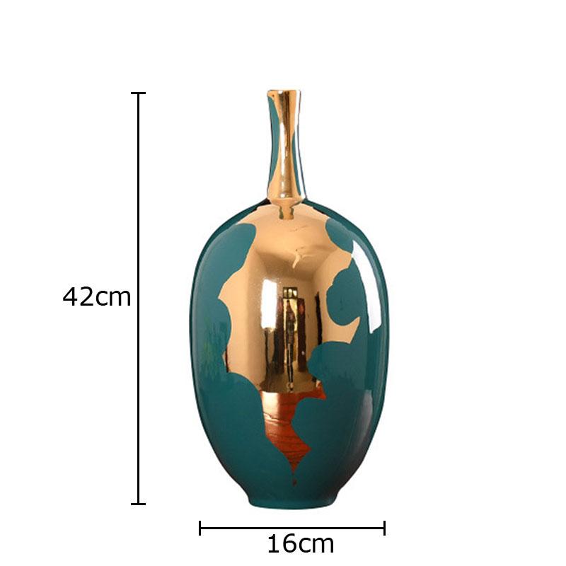 Gold-plated Ceramic Vase Modern Design Flower Pots Desk Decoration Artificial Flowers Decorative Shiny Porcelain Floral Vases