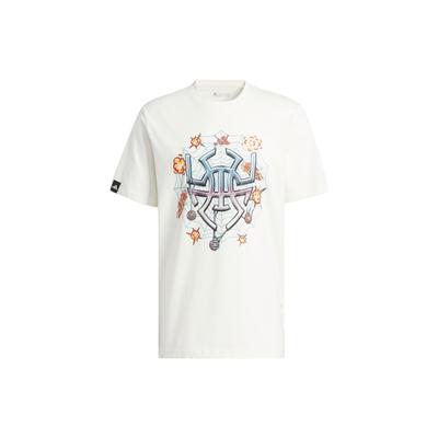 adidas Donovan Mitchell 8bitová grafika podpis basketbalové grafické tričko špinavě bílá pánská streetwear II7792