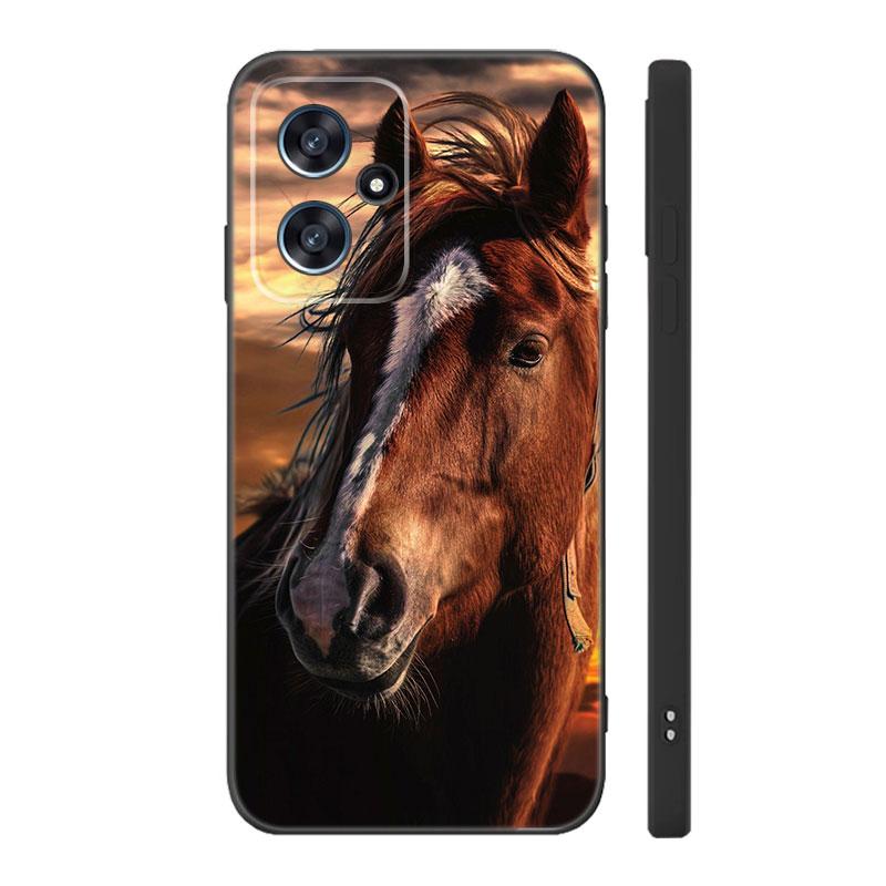 Horse Animal Black Silicone Phone Case For Xiaomi POCO X3 X4 NFC F3 F4 GT F5 M3 M4 M6 X5 X6 Pro 5G C55 C65 M5