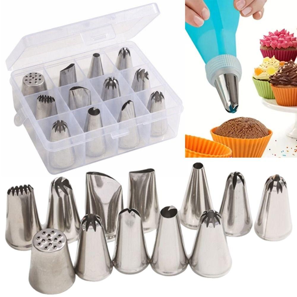12 Heads Piping Tips Set Stainless Steel Flower Frosting Nozzles  Kitchen Gadgets
