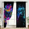 2PC Neon Graffiti Gaming Controller Curtains - Vibrant Abstract Print Window Drapes for Boys Bedroom Game Room Decor