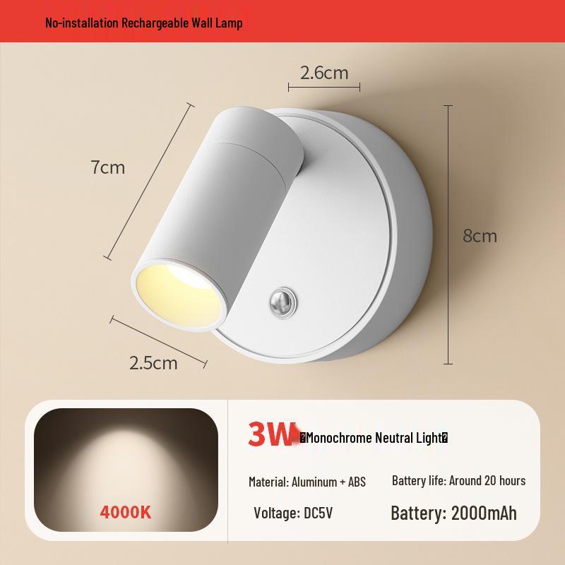 Wireless Magnetic Wall Light: Cord-Free Spotlight & Atmosphere Light for Bedroom and Picture Lighting