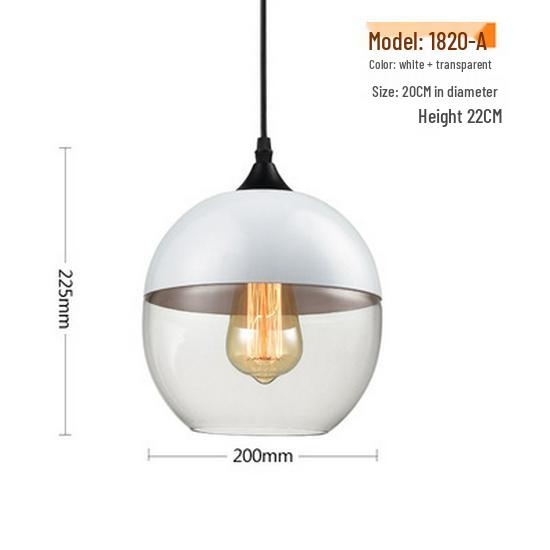

Modern Minimalist Nordic Pendant Light - Glass Lamp for Restaurant, Bar, Living Room, Bedroom, or Store Includes 4W Edison LED, Warm Light