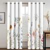 3D Digital Printing Curtain for Kitchen, Short Window Curtains, Floral and Flowers, 2 Panels