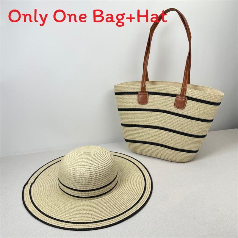 Straw Hat And Bag Set With Sun Protection For Outdoor Travel Casual Summer Adults