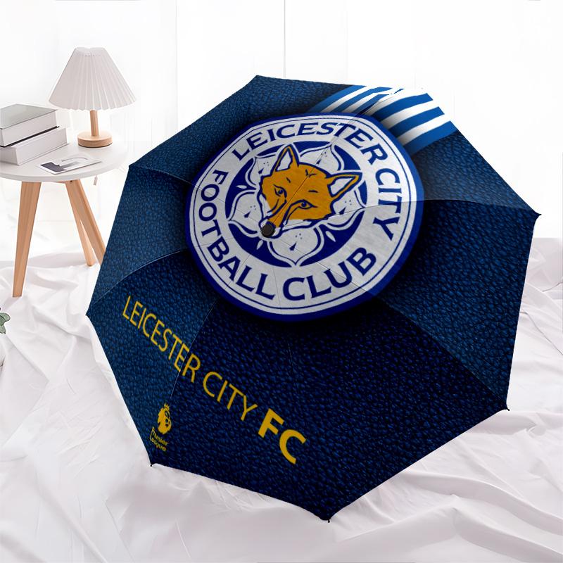 Leicester City Football Club Pattern, Automatic Folding Umbrella, Portable and Foldable Design, 8 Ribs, a Christmas or Birthday Gift.