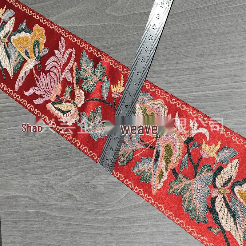 

9 см Золотая Нить Цветочный Жаккардовый Кружевной Лен для Ханьфу DIY и Аксессуаров для Одежды Price per Meter