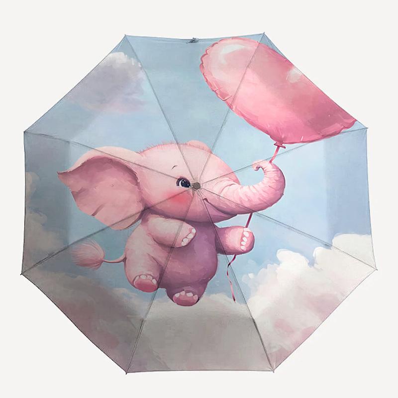 

1pc Elephant Balloon umbrella automatic open/close, 8-Rib Durable Frame, Compact Folding Design, Ideal Birthday/Holiday Gift 1198A