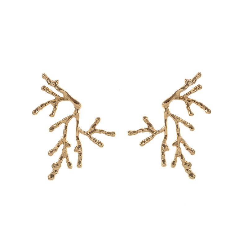 Geometric Branch Earrings Women Zinc Alloy Gold Plated Fashion Statement Jewelry Vintage Chic Gold