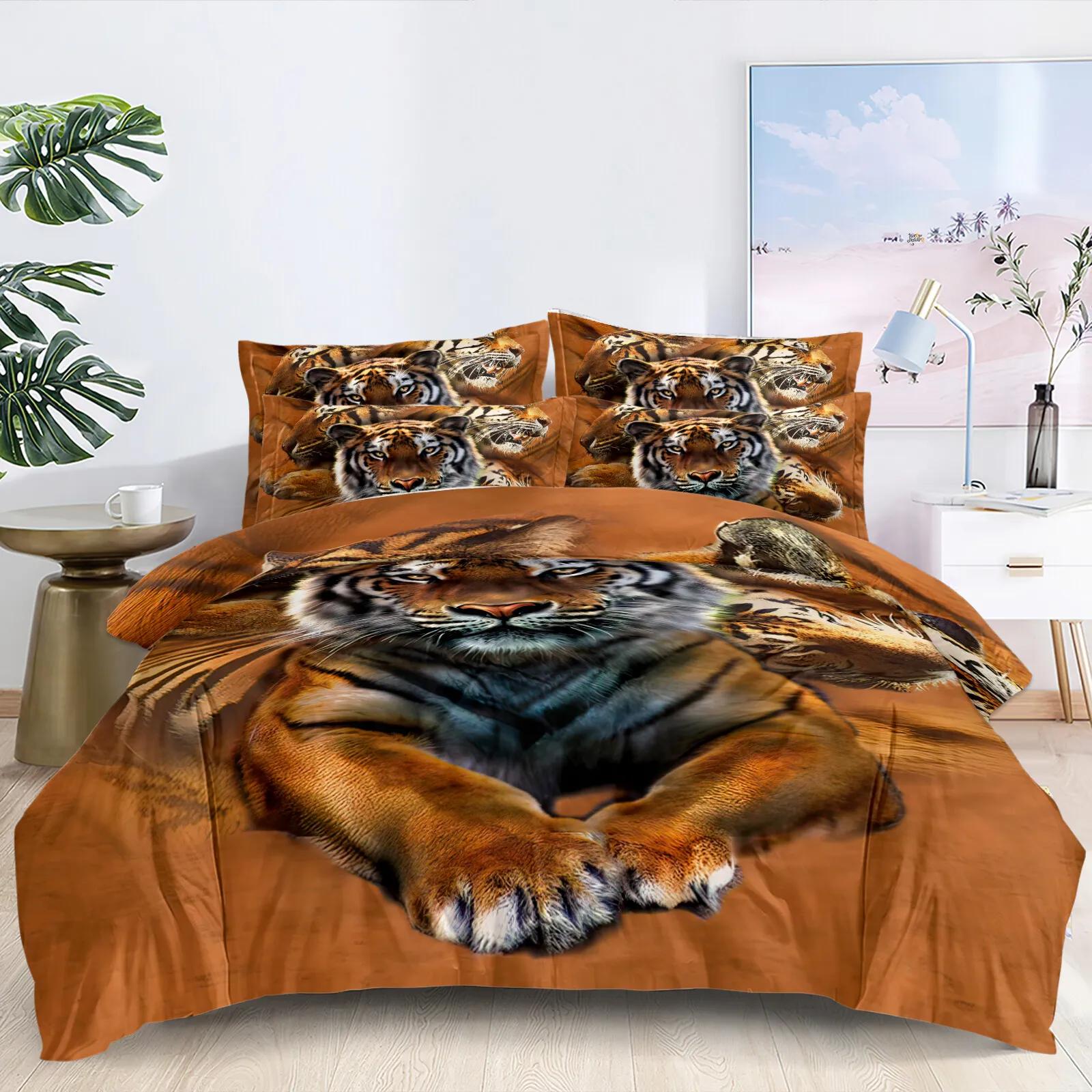 

Одеяло с изображением тигра, комплекты пододеяльников Doona, двойные наволочки для кровати размера «queen-size» Single 135x200cm