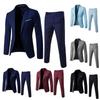 1 Set Men Blazer Pants Solid Color Long Sleeve Slim Fit Turndown Collar Temperament One Button Pockets Suit Set Men Clothes