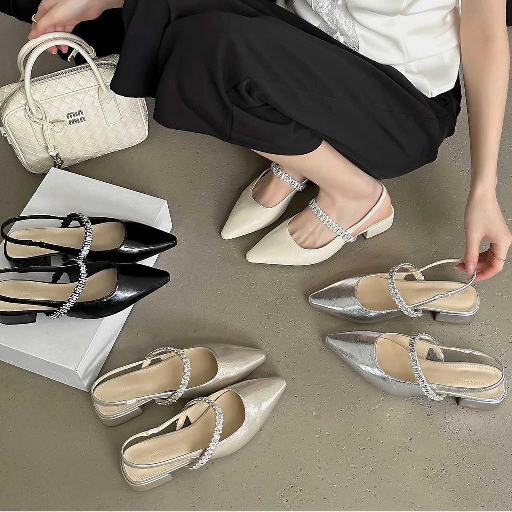 2025 Summer New Mary Jane Shoes Fashionable and Versatile Word with Bag Head Sandals with Skirt Fairy Evening Shoes