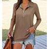 New Autumn Winter Women's Casual Knit Top Long Sleeve Zipper Lapel Knitwear For European American Crossborder