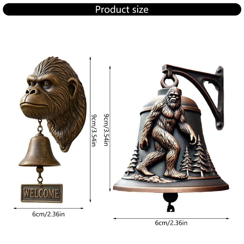 652F Vintage Metall Gorillas Metall Willkommens Türklingel Wandmontage Dekoration