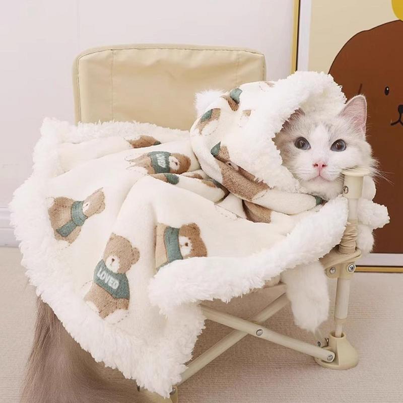 Winter Pet Dog Clothes Cloak Blanket Puppy Warm Windproof Jacket Bear Patterns Cape Pet Costume Winter Accessories