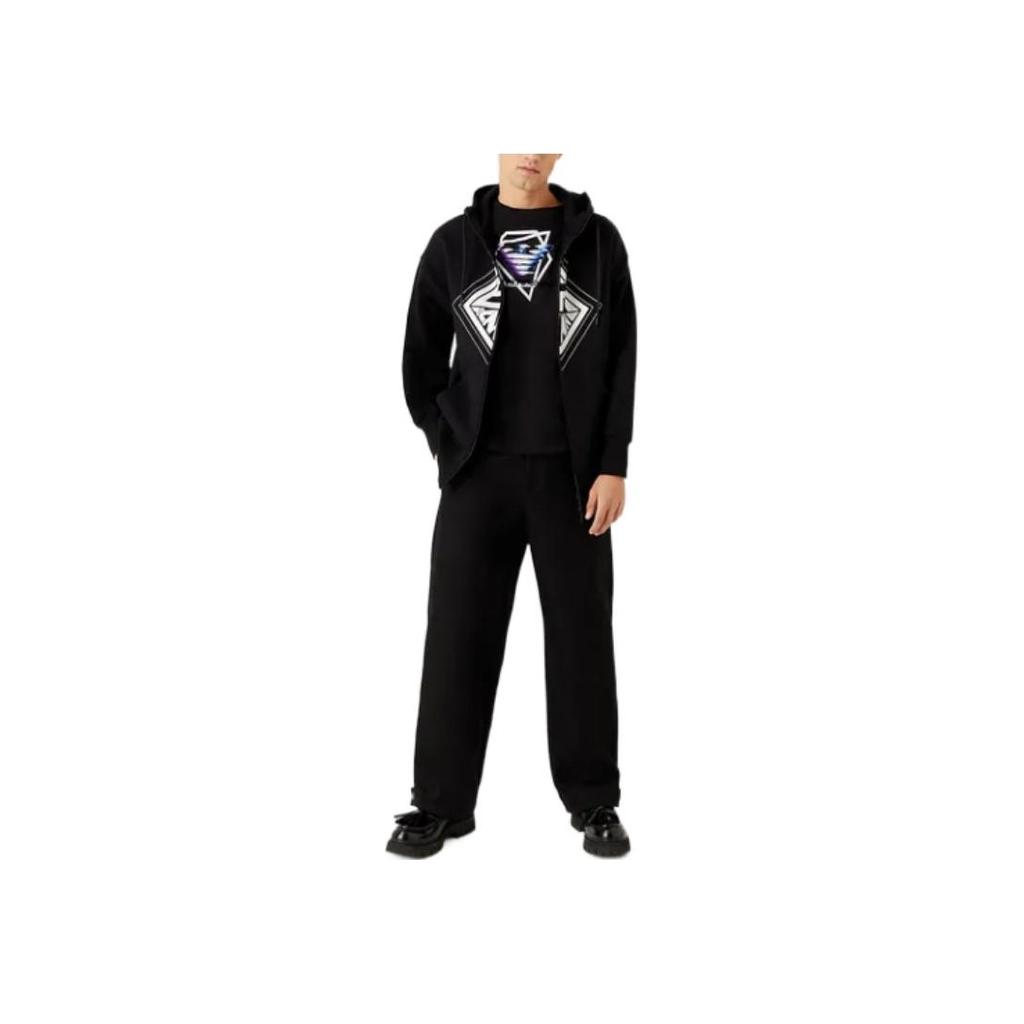 Emporio Armani FW22 Iconic Logo Print Zip Long Sleeve Sweatshirt Men Sweatshirt Black 6L1B7Q1-JZ9Z1-0999