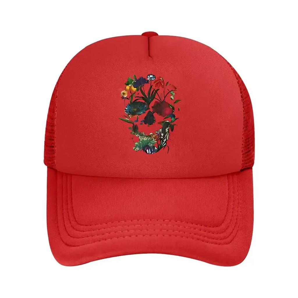 Flower Skull Artistic Nature Art Design Mesh Baseball Cap
