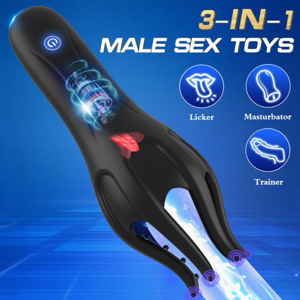 Oral Blowjob Masturbator Vibrating Tongue Licking Delay Endurance Trainer