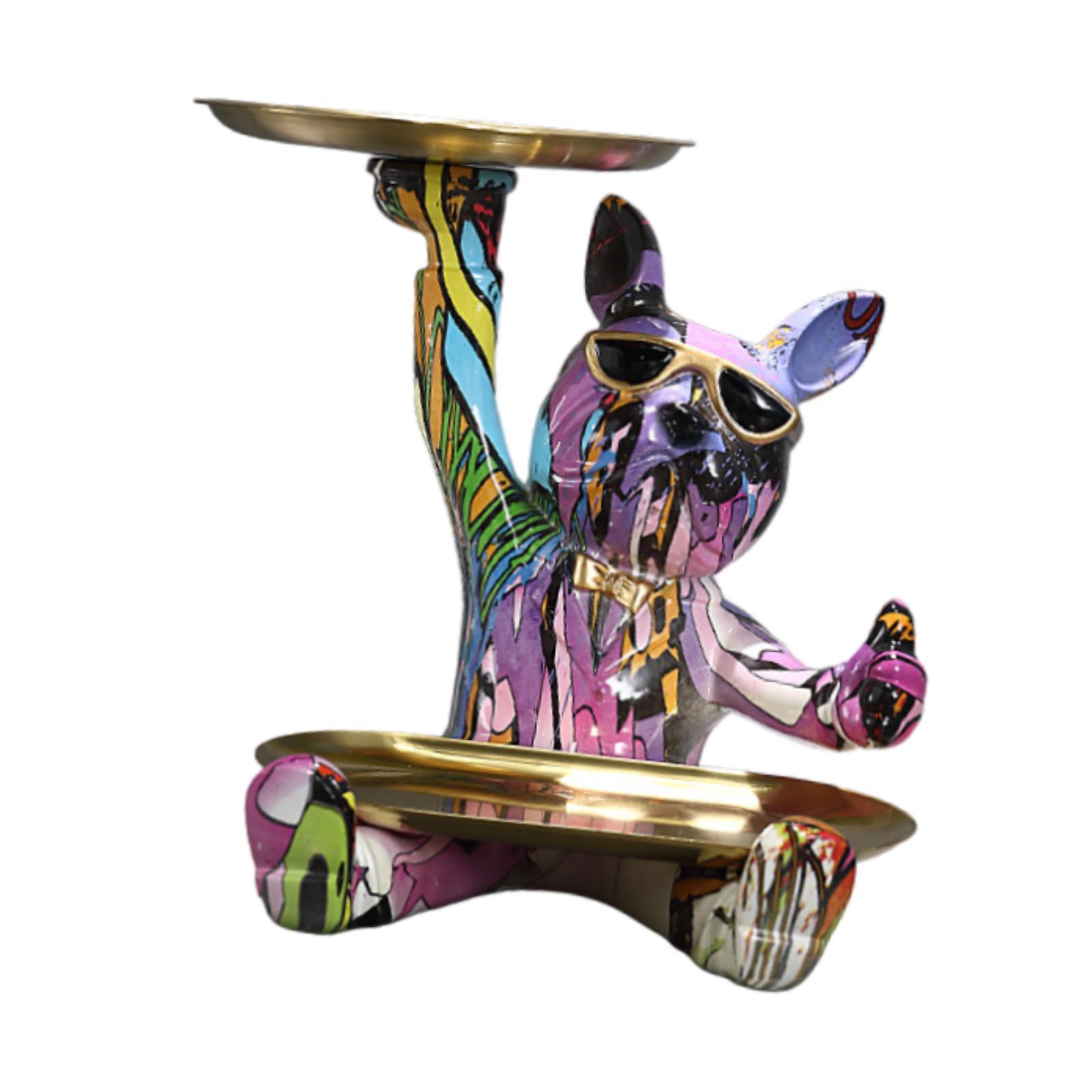 

Подставка для хранения фигурок бульдогов в стиле граффити, универсальный настольный органайзер, конфетница ручной работы для офисного стола, стильная и легкая