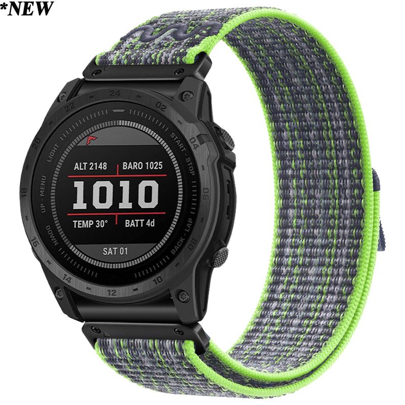 

Ремешок для браслета QuickFit 22, 26 мм для Garmin Fenix ​​7X 7Pro Solar 6X 6 Pro 5 5X Plus MARQ EPIX Gen 2 Mk2i Mk2, нейлоновый умный ремешок для часов QuickFit 22mm зелёный