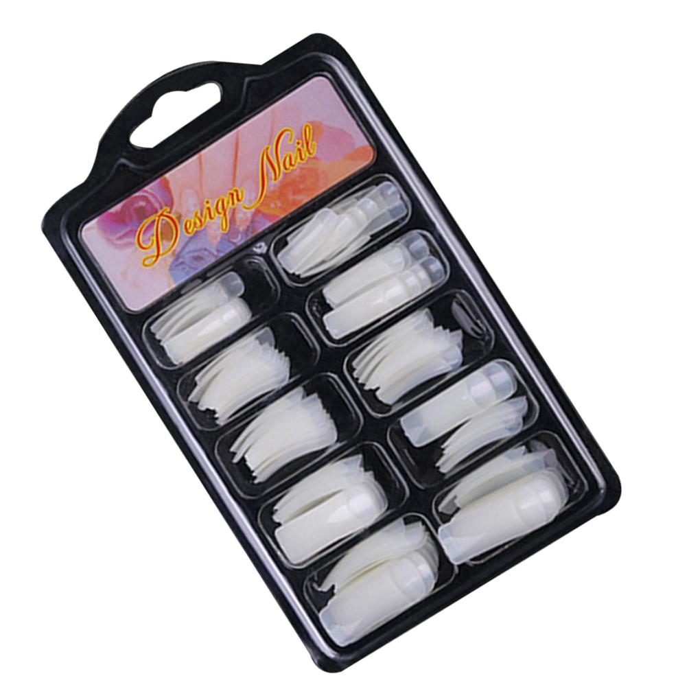 100pcs French Plastic Fingernails Solid Color Full Half Cover False Art Tips Accessory