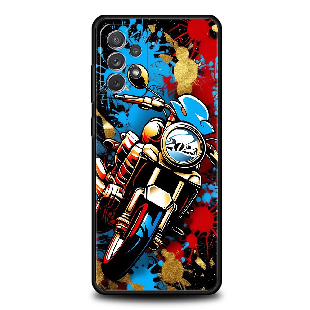 

Colors Vintage Motorcycle Painted Phone Case for Samsung Galaxy A73 A55 A53 A51 A35 A33 A32 A25 A23 A22 A15 A13 A17 A07 Soft TPU Samsung A41