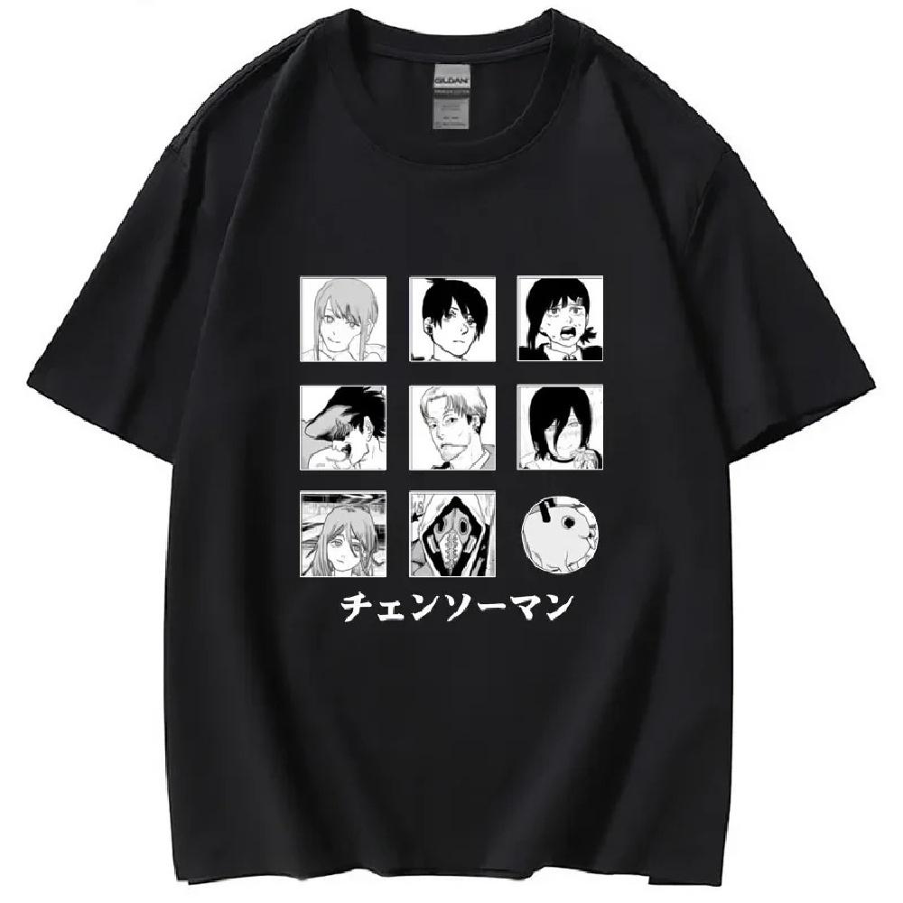

Chainsaw Man Casual Trendy Short Sleeve T-Shirt For Men And Women Floral Decorated Cotton Crew Neck Summer Time XXXXXL чорний