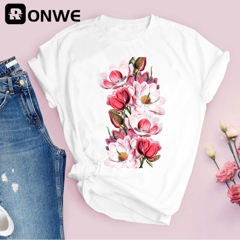 Women Graphic Flower Floral 3D Print T-shirt Girl Funny 90S Print Tops Tee Drop Shipping T-Shirts
