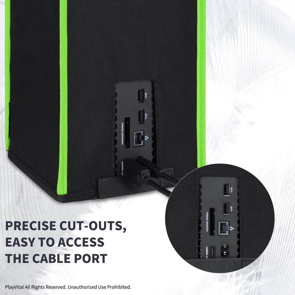 PlayVital Nylon Dust Cover for Xbox Series X Console Soft and Clean Lined Dust Waterproof Cover Sleeve for Xbox Series X Console or Green (Vertical