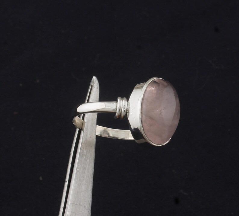 Solid 925 Sterling Silver Rose Quartz Gemstone Boho Designer Ring Mens Women Ring Statement Jewelry