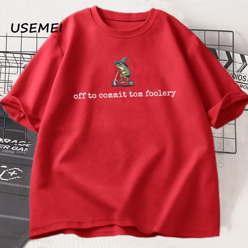 Off To Commit Tom Foolery Frog TShirt Funny Weirdcore Meme Tee Graphic TShirt for Adults Unisex Women Cotton Short Sleeve Tes S