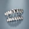 Set Completo Superior e Inferior de Dientes Grillz Hip Hop 8/8 Colmillos Antideslizantes Dientes Brillantes Joyería Dental Ecológica de Cobre Plata Para Mujeres Hombres