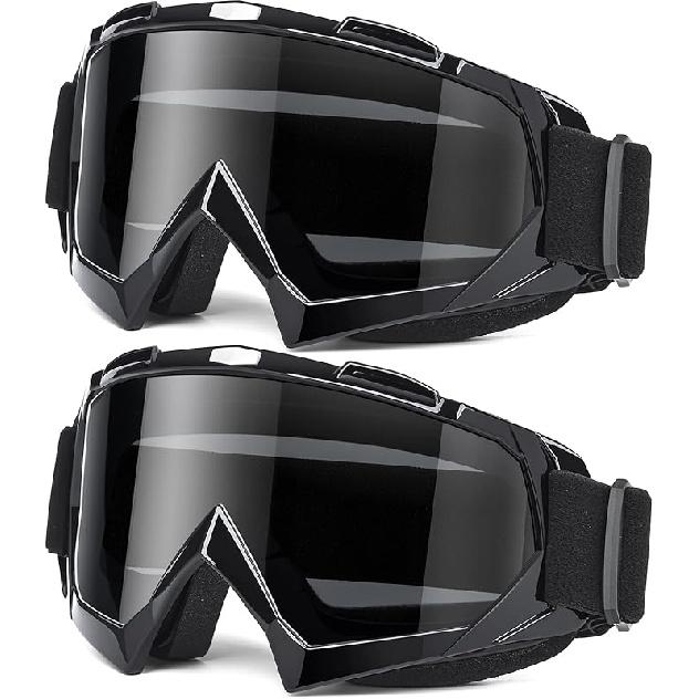 Adult Dirt Bike Goggles, 2-Pack ATV Motorcycle Goggles For Men & Women, Wide Vision Riding Off-Road Goggles