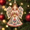 Holiday Party Wall Adornments Folk Art 2D Ornament, Acrylic Christmas Hanging Decoration, Retro Nutcracker Decorative Background Accents Angel