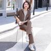 Women's Casual Hooded Cardigan Sweatshirt and Straight-Leg Sweatpants Set for Spring and Autumn