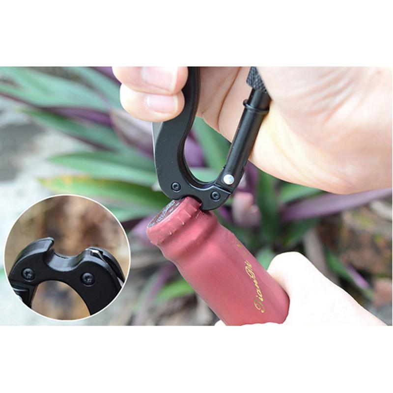 Multifunctional Aluminum Camping Knife Carabiner Keychain Clip with Bottle Opener for Outdoor Activities