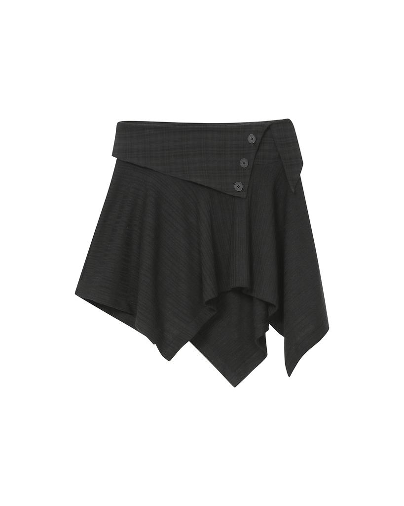 MISEKI SEOUL Unbalanced Flow Mini Skirt Black