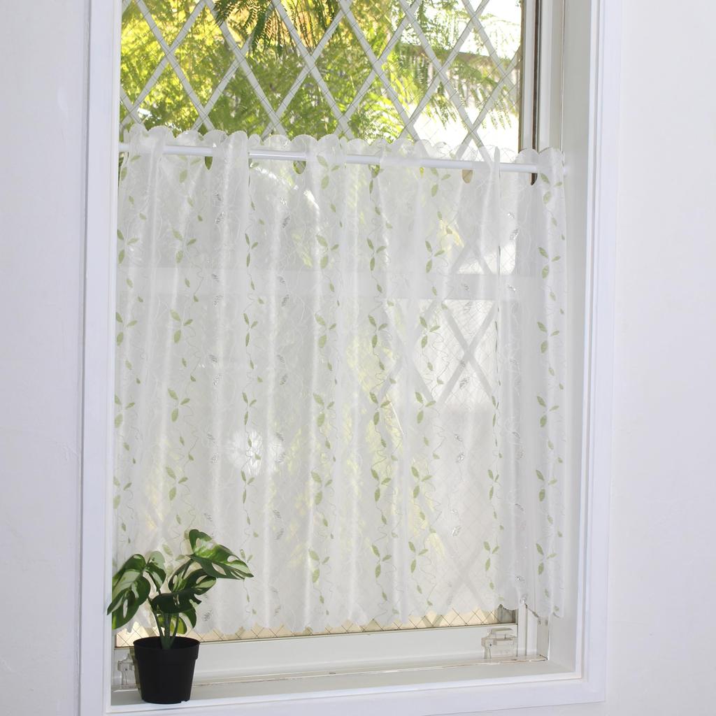 Clothshop Cloth Cafe Curtain for Small Daytime UV Heat 95cm Wide x 60cm Long Glitter Leaf Windows, Lace, Visibility, Protection, Insulation,