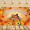 2D Thanksgiving Background Cloth with "Happy Thanksgiving" Text & Cartoon Turkeys Banner